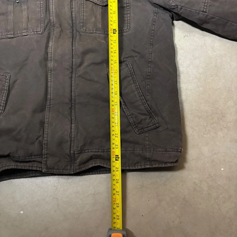 Levis Mens Sherpa Lined Utility Jacket Brown Y2K Grunge Detachable Hood Medium - Picture 7 of 7